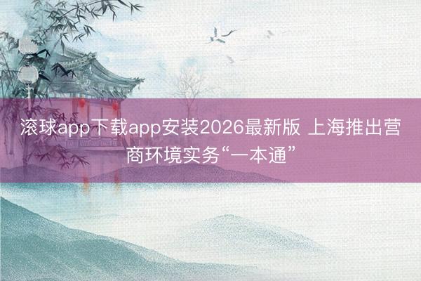 滚球app下载app安装2026最新版 上海推出营商环境实务“一本通”
