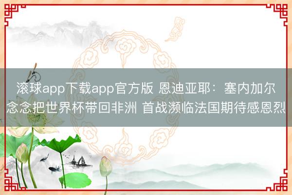 滚球app下载app官方版 恩迪亚耶:塞内加尔念念把世界杯带回非洲 首战濒临法国期待感恩烈