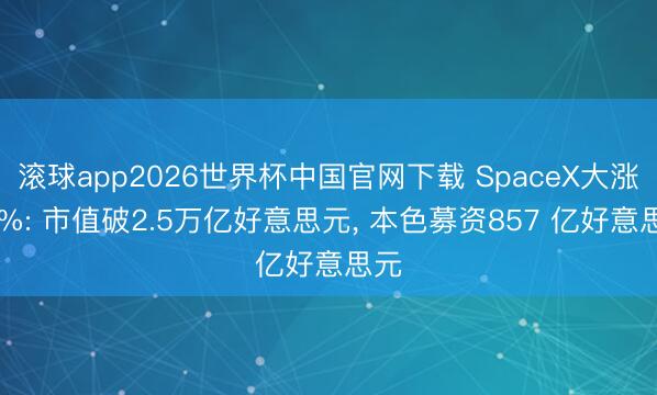 滚球app2026世界杯中国官网下载 SpaceX大涨20%: 市值破2.5万亿好意思元, 本色募资857 亿好意思元