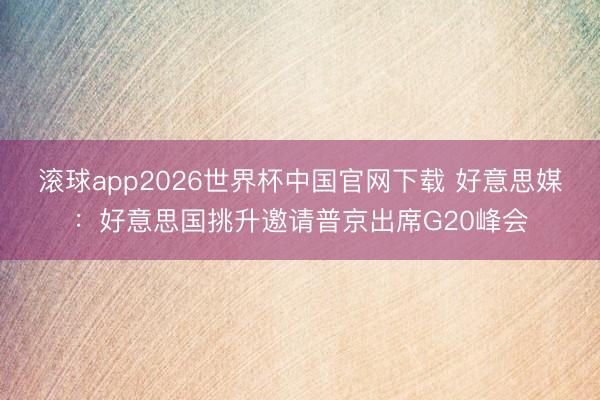 滚球app2026世界杯中国官网下载 好意思媒：好意思国挑升邀请普京出席G20峰会